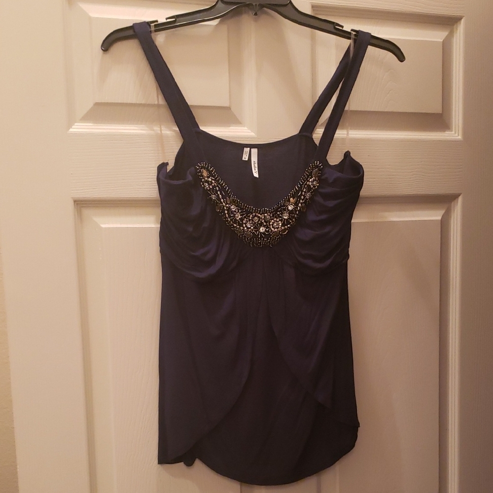 Elegant Navy Embellished Women's Top